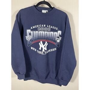 Vintage Y2K Puma New York Yankees Sweatshirt 2000 AL Champs Men's Large Navy (H)